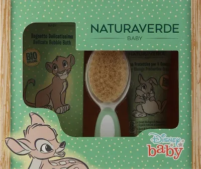 Набор Naturaverde Disney Baby детская пена для ванны 200 мл крем с овсом и ромашкой 100 мл и щетка