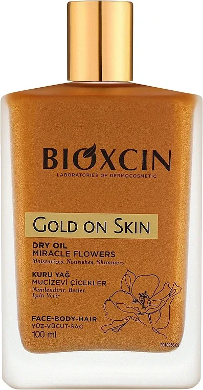 Масло для тела и волос Bioxcin Gold On Skin сухое с золотистым шиммером 100 мл