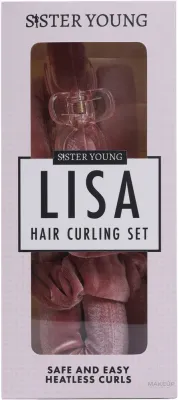 Набор для завивки волос Sister Young Lisa Hair Curling Set Pink, валик, резинки и зажим-краб, розовый