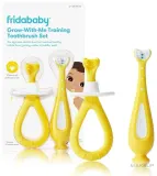 Набор тренировочных зубных щёток Frida Baby Grow-With-Me для детей с 6 месяцев, с силиконовыми ручками, 2 шт — фото 1
