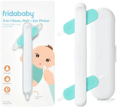 Очиститель 3 в 1 Frida Baby 3-in-1 Nose, Nail + Ear Picker для носа, ушей и ногтей ребёнка, 4 насадки