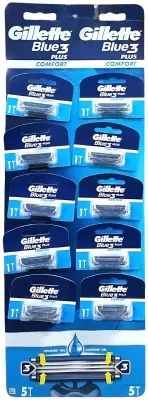 Одноразовые бритвы Gillette Blue 3 Comfort Plus с тремя лезвиями с хромовым покрытием, 10 шт