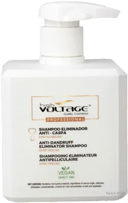 Шампунь Voltage Anti-Dandruff против сухой и жирной перхоти, с цинк пиритионом, пироктон оламином и эффектом пилинга, 500 мл, Испания