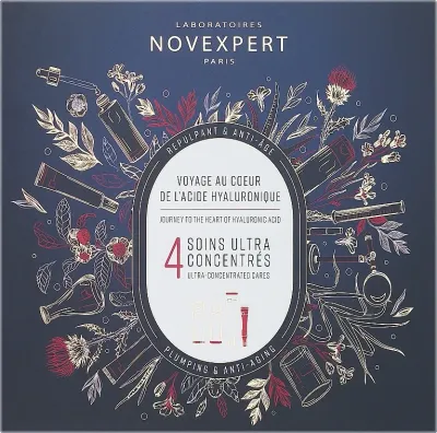 Набор для лица Novexpert мицеллярная вода сыворотка крем и бальзам для губ с гиалуроном и пантенолом 50+30+40+8 мл