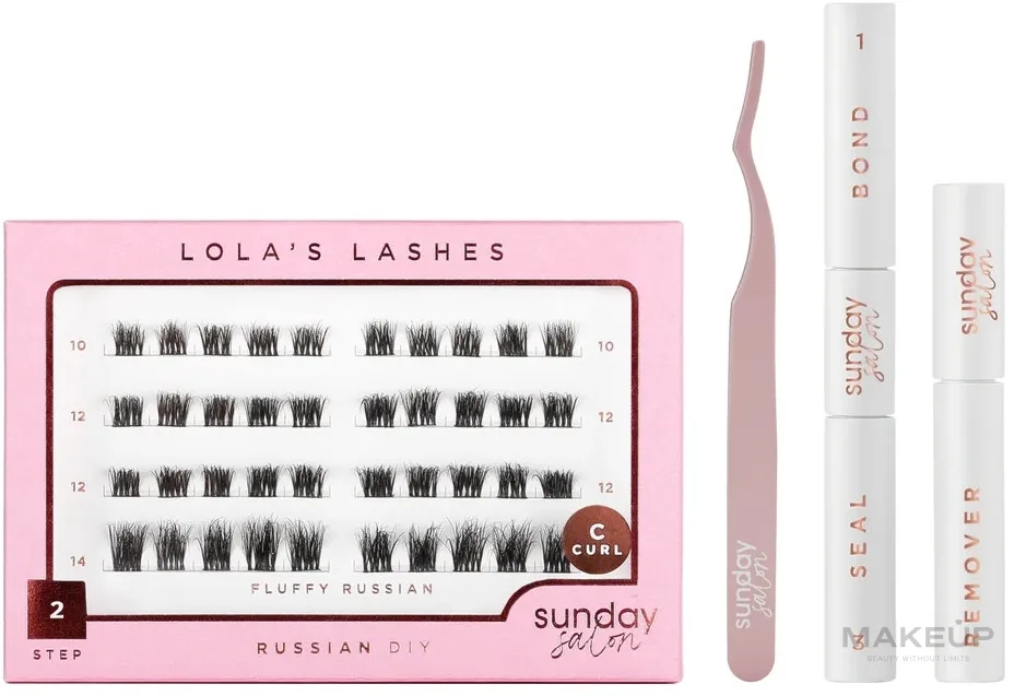 Набор накладных ресниц Lola's Lashes Fluffy Russian DIY клей-фиксатор ремувер ресницы и аппликатор