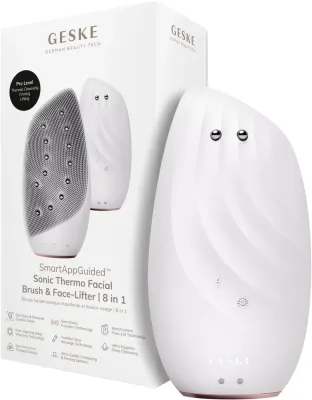 Щётка для лифтинга лица Geske Sonic Thermo Face-Lifter 8 In 1 с микротоками и прогревом, White Rose Gold, 1 шт