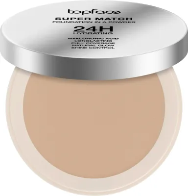 Пудра компактная тональная TopFace Super Match Foundation, матовый финиш, 10 г, оттенок 001