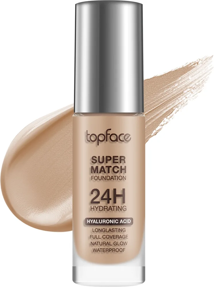 Тональный флюид Topface Super Match 24H Foundation кроющий стойкий, 30 мл, оттенок 004 - Medium