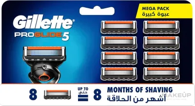 Сменные кассеты для бритья Gillette Fusion5 ProGlide, пять лезвий, технология FlexBall, 8 шт