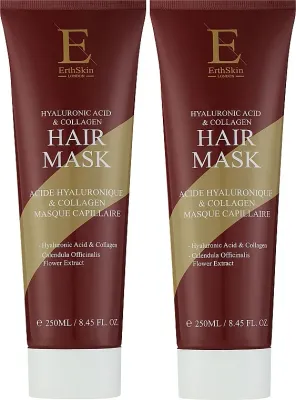 Маска для волос ErthSkin London Hyaluronic Acid and Collagen Hair Mask с гиалуроновой кислотой и коллагеном, 2 x 250 мл