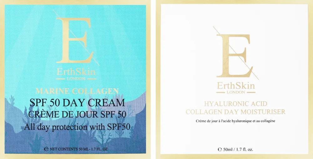 Набор для лица ErthSkin London Hyaluronic Acid & Collagen дневной крем SPF50 и дневной крем с мочевиной 2x50 мл
