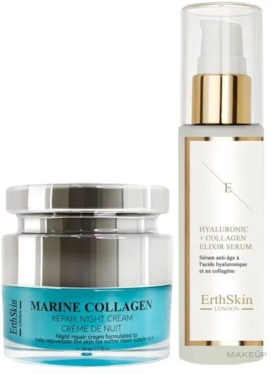 Набор для лица ErthSkin London ночной крем с морским коллагеном и сыворотка с гиалуроном и икрой 50+60 мл