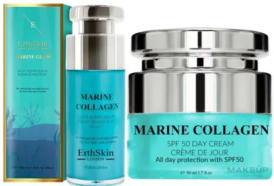 Набор для лица ErthSkin London Marine Collagen дневной крем SPF50 с морским коллагеном и сыворотка 50+30 мл
