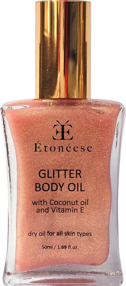 Сухое мерцающее масло для тела Etoneese Glitter с золотистыми частицами