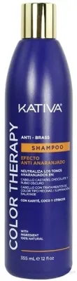 Шампунь Kativa Color Therapy Anti-Brass против желтизны, с синими пигментами, для окрашенных волос, 355 мл, Перу