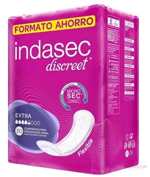 Ультратонкие прокладки Indasec Discreet Extra, при лёгком подтекании мочи, 20 шт