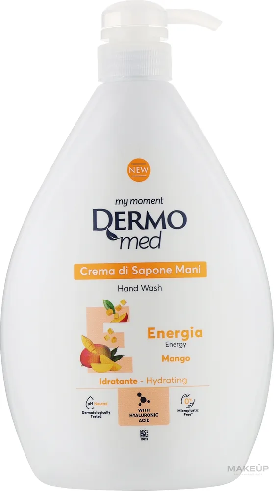 Мыло жидкое Dermomed Energy Mango для рук с гиалуроновой кислотой, 600 и
