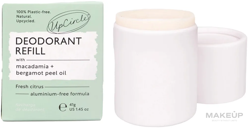 Дезодорант натуральный UpCircle Refillable Deodorant with Macadamia + Bergamot сменный блок, с маслом макадамии, 41 г