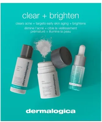 Dermalogica Clear and Brighten Kit набор для лица: микрофолиант, гель для умывания 50 мл, сыворотка 10 мл, уход для проблемной кожи