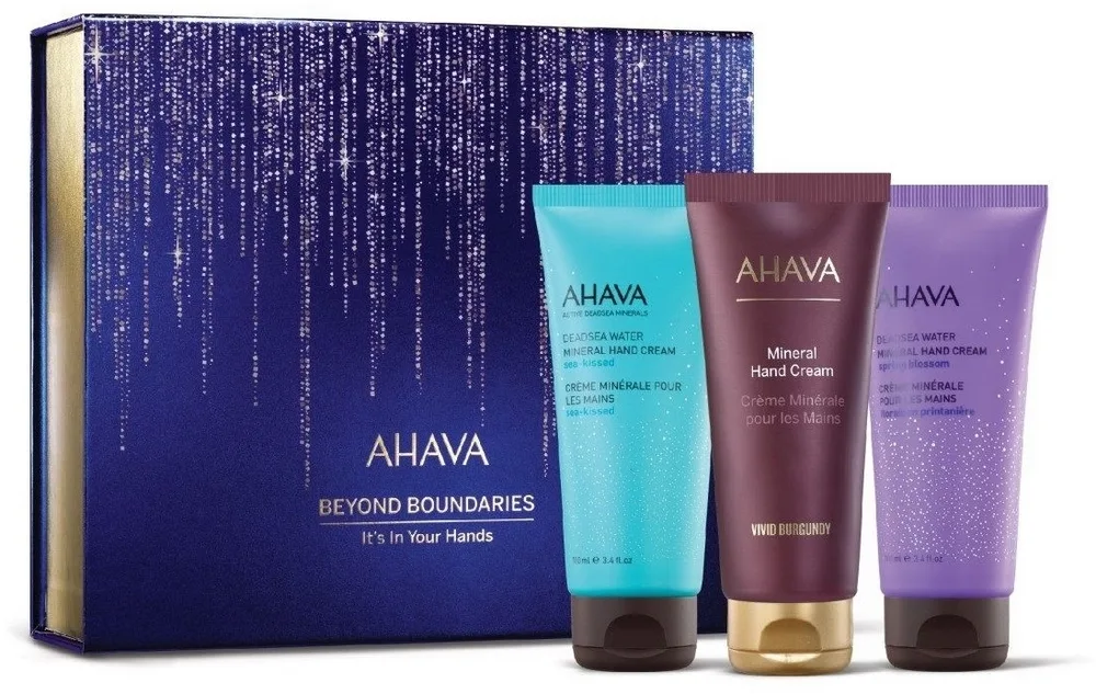 Набор Ahava Holiday It's In Your Hands минеральные кремы для рук 3 шт по 100 мл и сыворотка для лица 0.5 мл