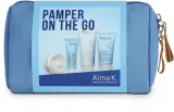Дорожный набор Alma K. Pamper On the Go Travel Set: гель для умывания, крем для лица, мыло-скраб, баттер для тела — фото 1