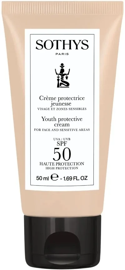 Sothys Youth Protective Cream SPF 50 солнцезащитный крем для лица и чувствительных зон, антивозрастной уход 50 мл