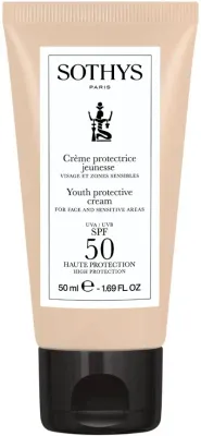 Sothys Youth Protective Cream SPF 50 солнцезащитный крем для лица и чувствительных зон, антивозрастной уход 50 мл