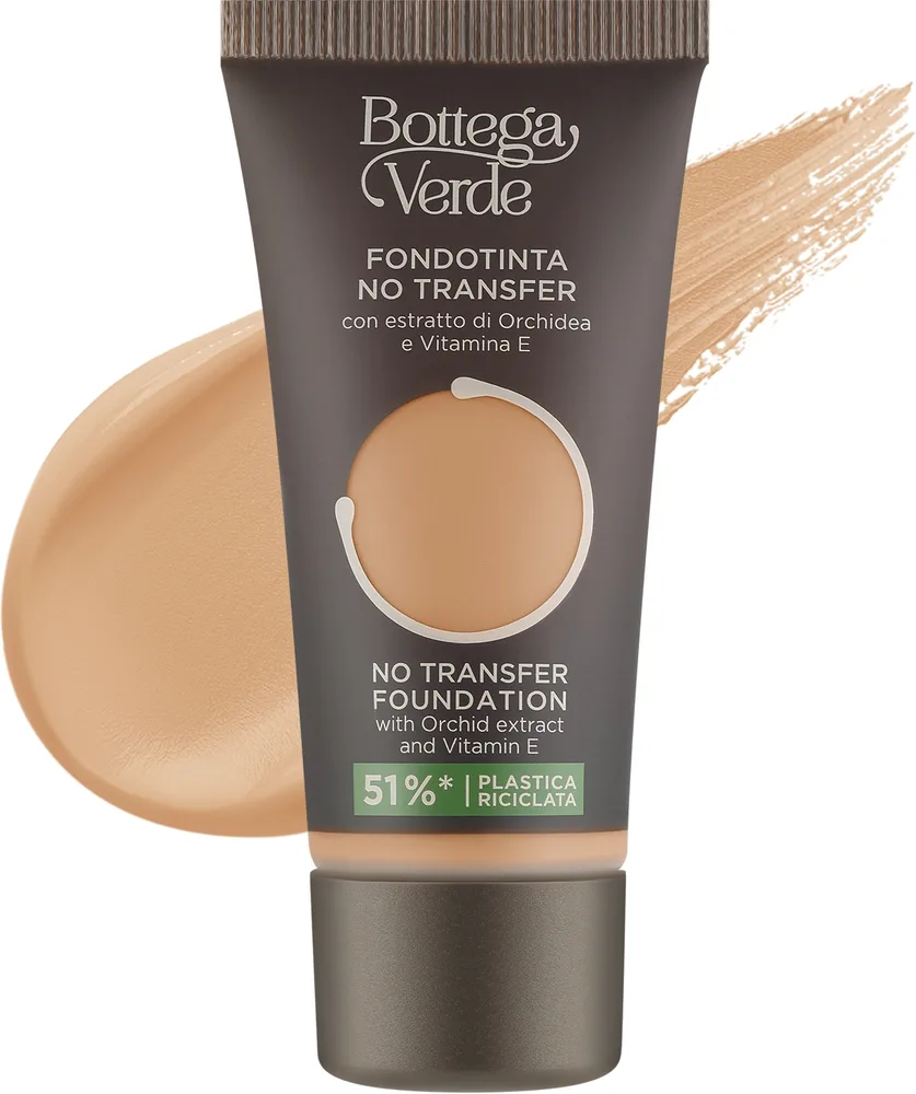 Тональный флюид Bottega Verde No Transfer Foundation стойкий с экстрактом орхидеи, 30 мл, оттенок Beige