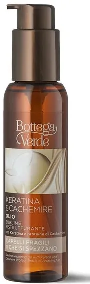 Масло для волос Bottega Verde Keratin Cashmere Sublime Repairing Oil восстанавливающее, для секущихся кончиков, 100 мл