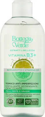 Тоник для лица Bottega Verde Beauty Extracts Vitamin B3+ Skin Perfecting матирующий, для комбинированной и жирной кожи, 200 мл