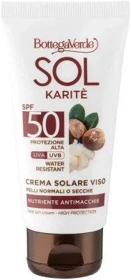 Крем солнцезащитный Bottega Verde Sol Karite Face SPF50 масло ши ромашка 50 мл