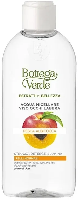 Мицеллярная вода Bottega Verde Beauty Extracts Peach Apricot Micellar Water для снятия макияжа, в том числе водостойкого, 200 мл