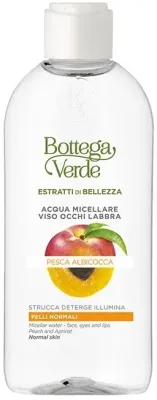 Мицеллярная вода Bottega Verde Beauty Extracts Peach Apricot Micellar Water для снятия макияжа, в том числе водостойкого, 200 мл