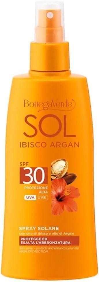 Спрей для тела Bottega Verde Sol Hibiscus & Argan SPF30 солнцезащитный с маслом арганы 200 мл