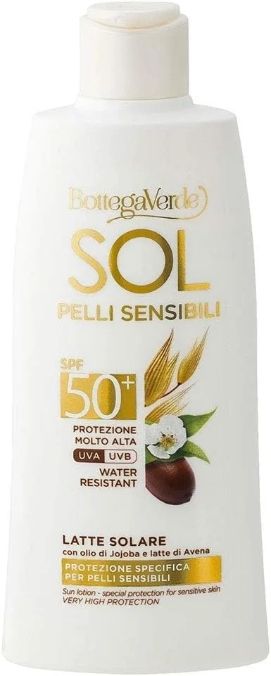 Солнцезащитный лосьон для чувствительной кожи Bottega Verde Sol Sensitive SPF50+ водостойкий, 200 мл