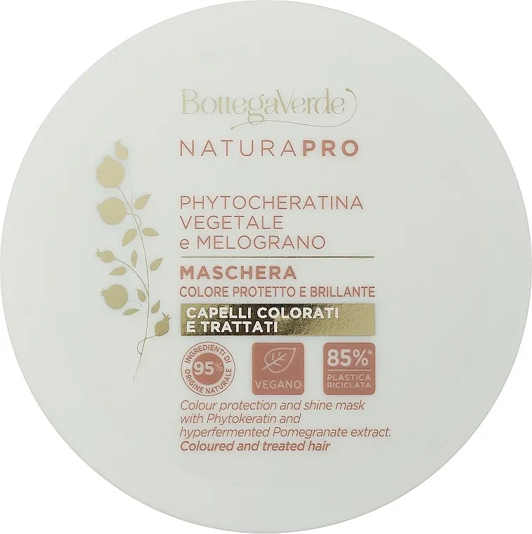Маска для волос Bottega Verde Natura Pro Pomegranate Extract Mask для окрашенных волос, с экстрактом граната, 250 мл