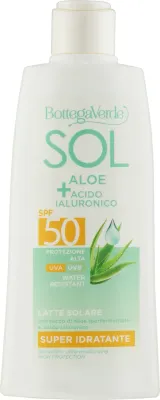 Солнцезащитный лосьон для всей семьи Bottega Verde Sol Aloe + Hyaluronic Acid SPF50 с гиалуроновой кислотой, 200 мл