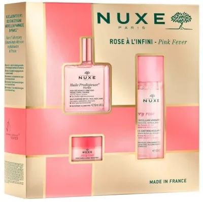 Набор Nuxe Pink Fever цветочное сухое масло 50 мл мицеллярная вода 100 мл и бальзам для губ 15 г