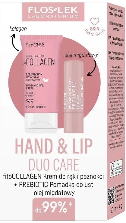 Набор Floslek Hand & Lip Duo крем для рук с фитоколлагеном и бальзам для губ с миндалем 50 мл+4 г