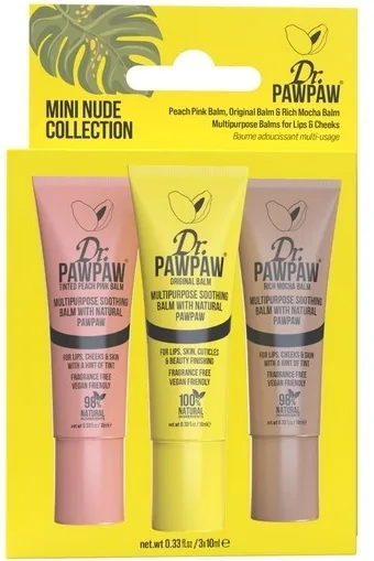 Набор бальзамов для губ Dr. PAWPAW Mini Nude три оттеночных бальзама с папайей и алоэ 3x10 мл
