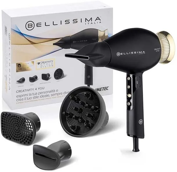 Фен Bellissima Creativity 4 You 11826, 4 насадки, ионизация, чехол