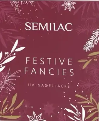 Новогодний набор Semilac Festive Fancies UV гель-лаки красный и золотой 2 шт по 7 мл и масло для ногтей 7 мл