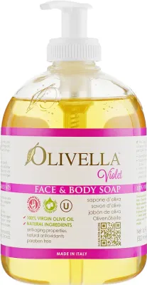 Мыло жидкое для лица и тела Olivella Violet на оливковом масле, 500 мл
