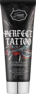 Крем-интенсификатор загара в солярии Tan Desire Perfect Tattoo Ultra Intensifier для защиты татуировок с центеллой и кокосом, 237 мл