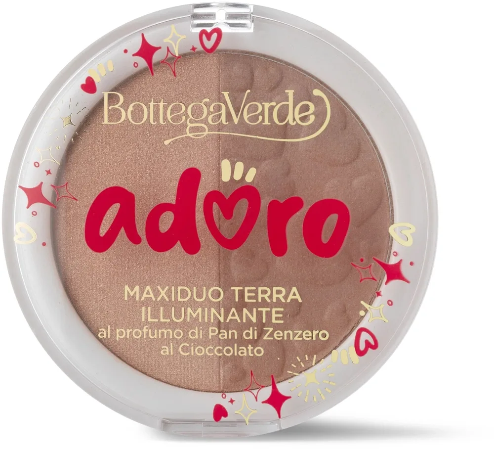 Компактная пудра-дуэт Bottega Verde Adoro Maxiduo Brightening Powder хайлайтер и матовая, 10 г