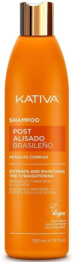 Шампунь Kativa Post Alisado Keraliss без сульфатов, для волос после кератинового выпрямления, с гиалуроновой кислотой, 355 мл, Перу