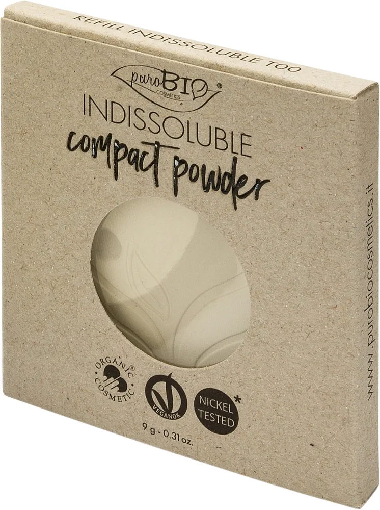 Пудра для лица PuroBio Cosmetics Indissoluble Compact Powder компактная, сменный блок, 9 г, оттенок T00
