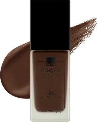Тональный флюид Avon Power Stay 24H Foundation + Niacinamide матирующий стойкий SPF 10, 30 мл, оттенок 530N - Maple