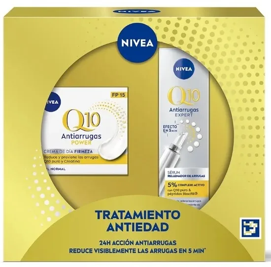 Набор NIVEA Q10 Power сыворотка для области вокруг глаз 15 мл и дневной крем SPF 15 50 мл для зрелой кожи