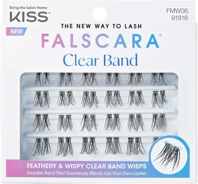 Пучки накладных ресниц Kiss Falscara Multipack Clear Band, с незаметной лентой, до 3 применений, 24 шт